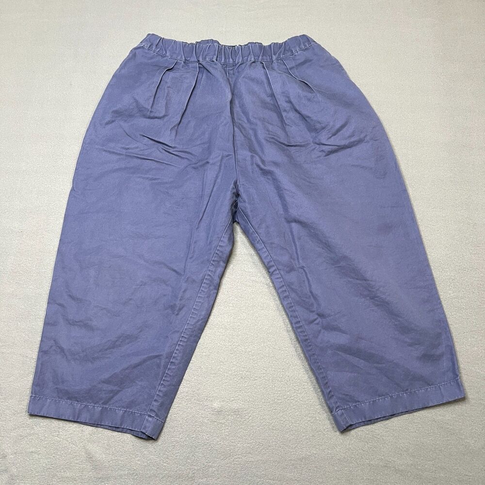 Sofie D'hoore Cropped Pants Women's 38 Navy Blue Pleated Wide Leg Elastic Waist